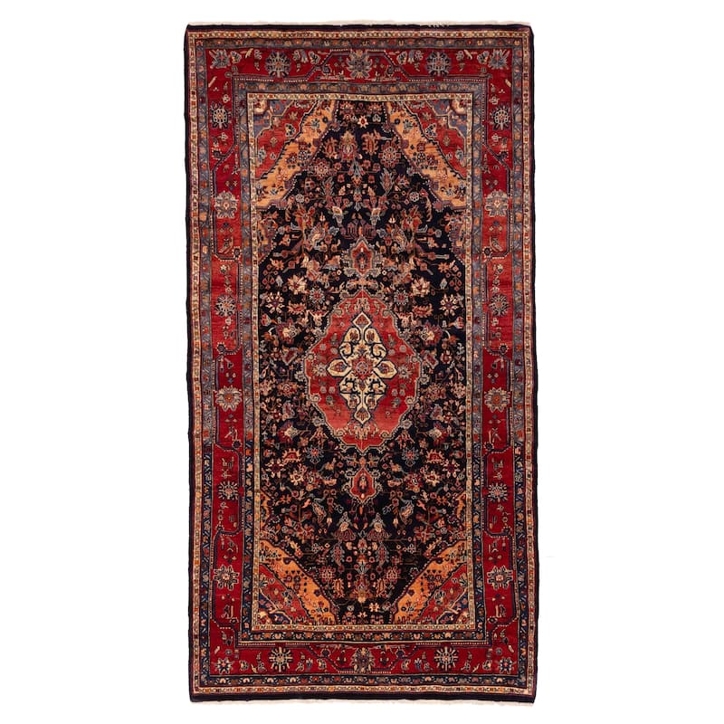 ECARPETGALLERY Hand-knotted Anadol Vintage Navy Wool Rug - 5'3 x 10'2