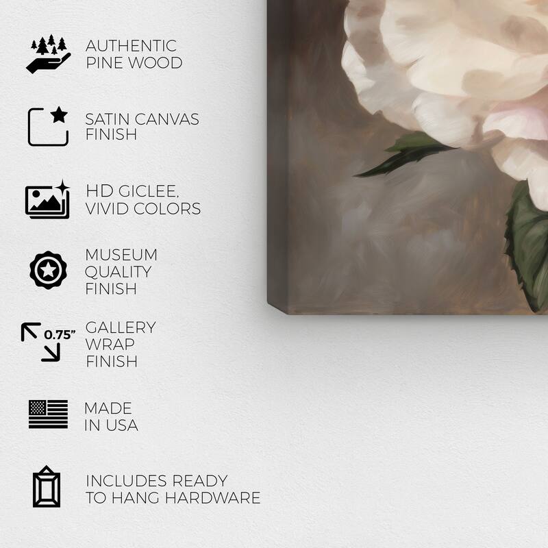 Wynwood Studio Canvas Floral and Botanical Delicate Flower White and Cream White Traditional Wall Art Canvas Print - White, Gray