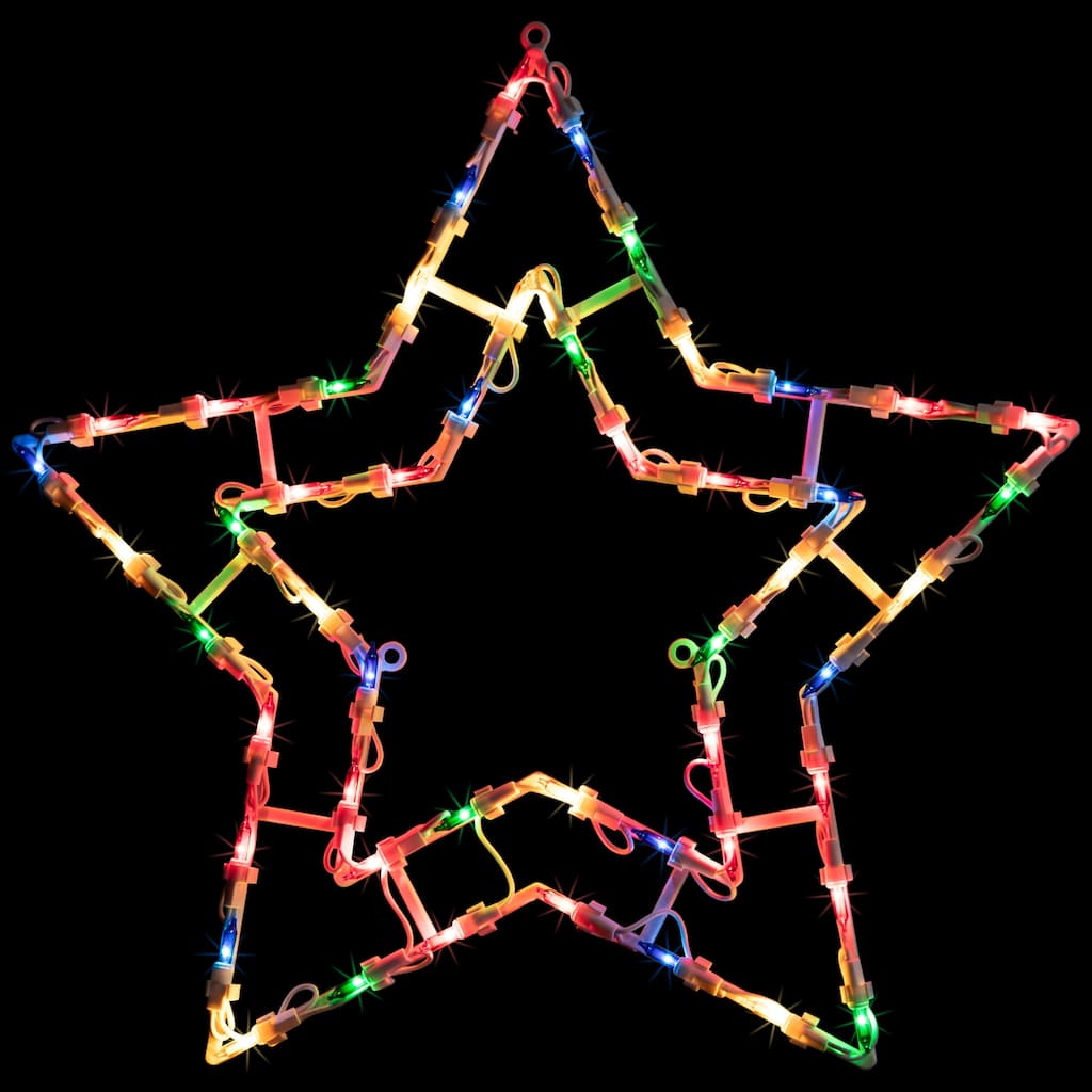 16" Multi-Color Lighted Star Christmas Window Silhouette Decoration