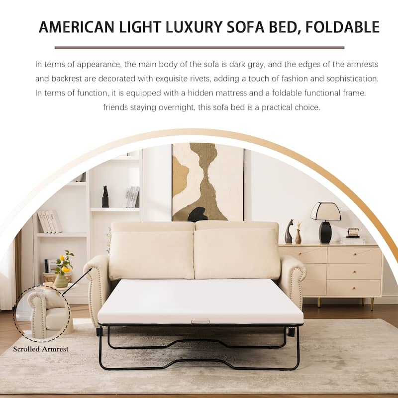 Pull Out Couch with Mattress, Sleeper Sofa Daybed, Upholstery Sectional Loveseat Convertible Sofa Bed
