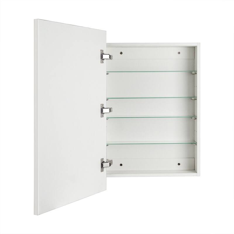 TEHOME Velin Recessed and Surface Mount Bathroom Medicine Cabinet with Mirror Square Cornered Metal Framed Rounded Rectangle