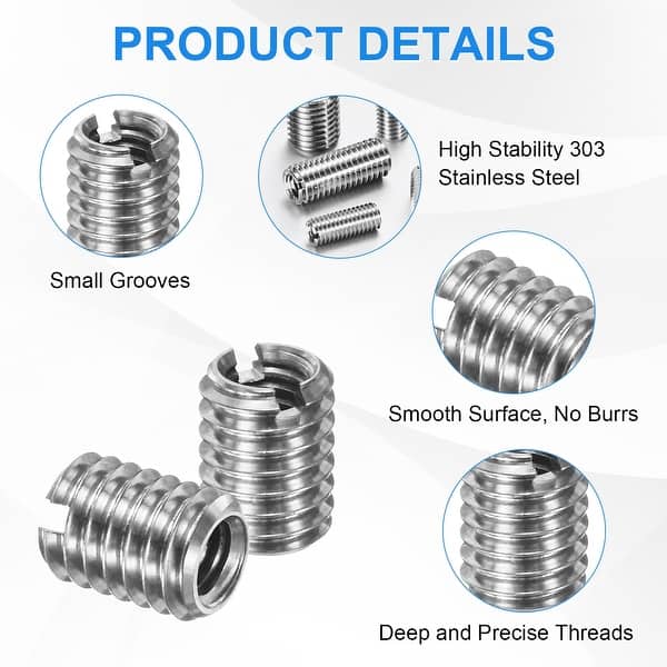 10-Pack Stainless Steel Thread Inserts – Male To Female Reducing Nuts, Thread Repair Tool For Automotive, Machinery, And Equipment
