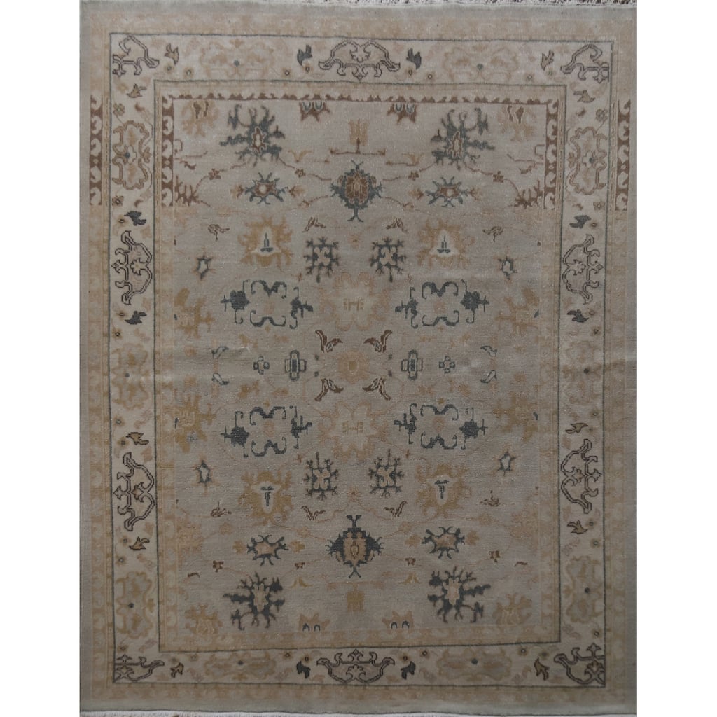 Hand Knotted Oriental 100% Wool Carpet Transitional Floral Greys & Charcoal Oushak Area Rug - 6' 0'' X 5' 1''