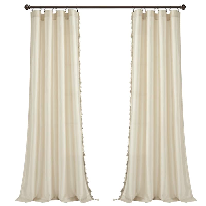 Lush Decor Luxury Regency Faux Silk Two Tone Tassel Window Curtain Panels Set