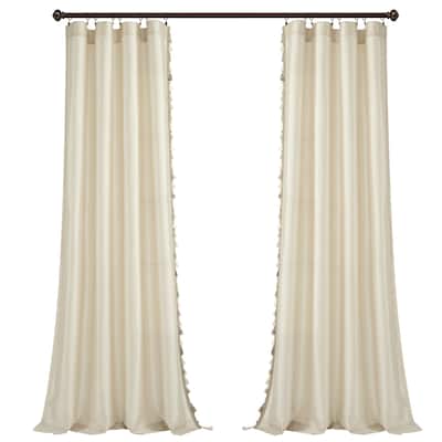 Lush Decor Luxury Regency Faux Silk Two Tone Tassel Window Curtain Panels Set