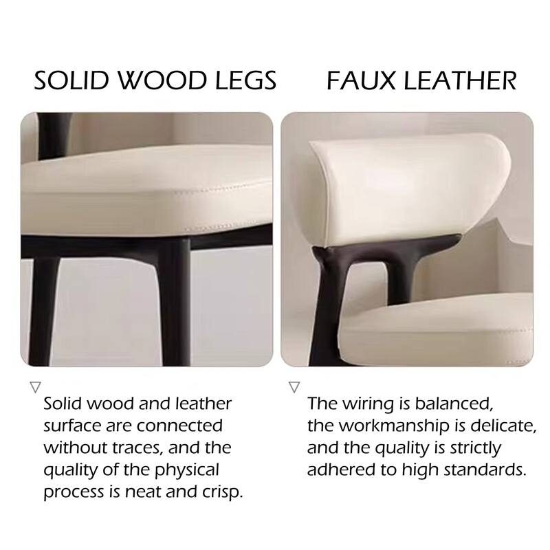 Faux Leather Dining chairs,Black Solid Wood, Beige Faux Leather, Set of 2, Not Assembled need