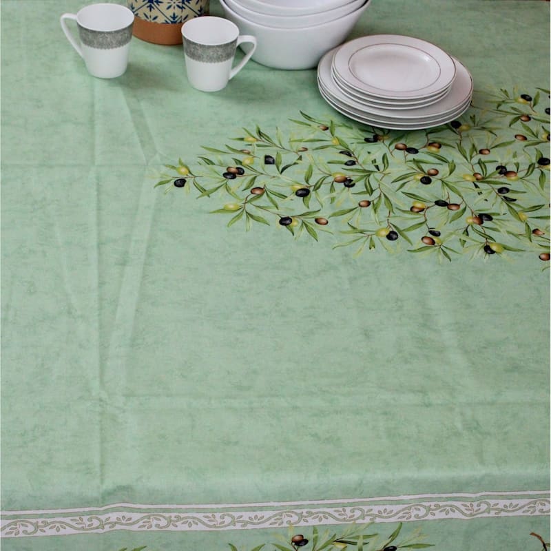 Wipeable Spill Resistant Provencal Cotton Cannes Collection Tablecloth