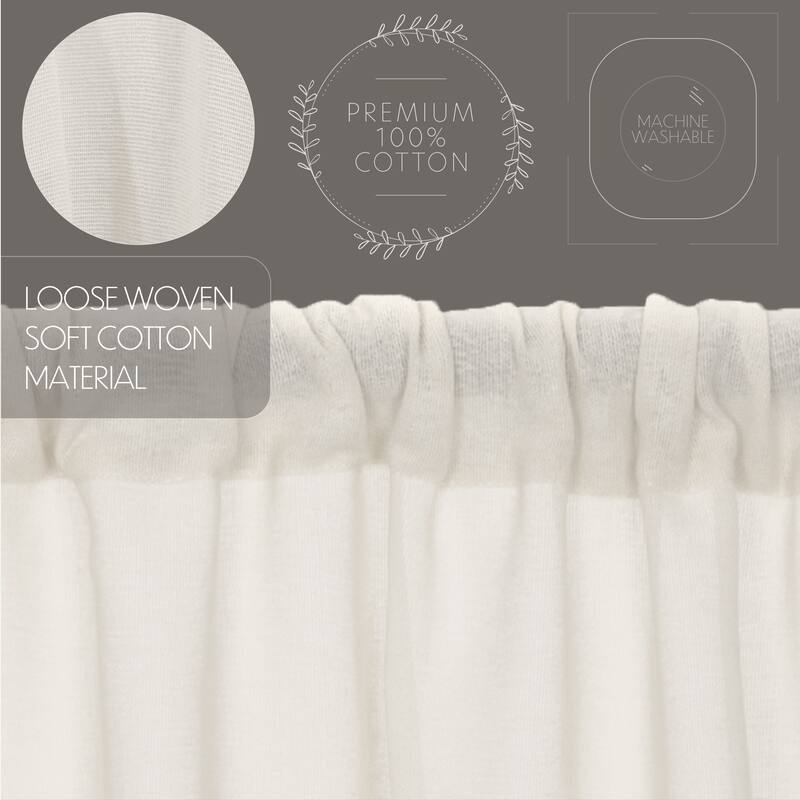 Farmhouse Curtains VHC Cotton Burlap Long Prairie Panel Pair Rod Pocket Solid Color - Prairie Panel 84x36 - Prairie Panel 84x36 - Antique White