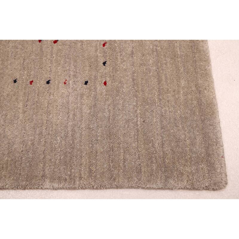 ECARPETGALLERY Hand Loomed Kashkuli Gabbeh Light Grey Wool Rug - 5'0 x 8'0