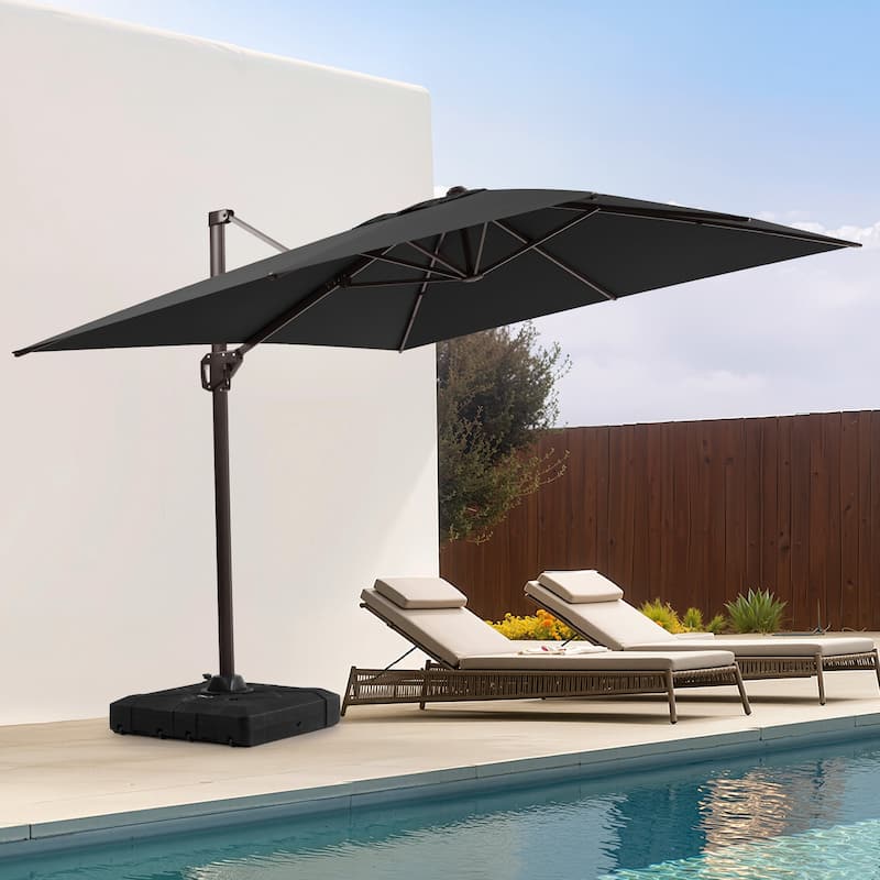 11 x 9 FT Outdoor Patio Offset Cantilever Umbrella with Base