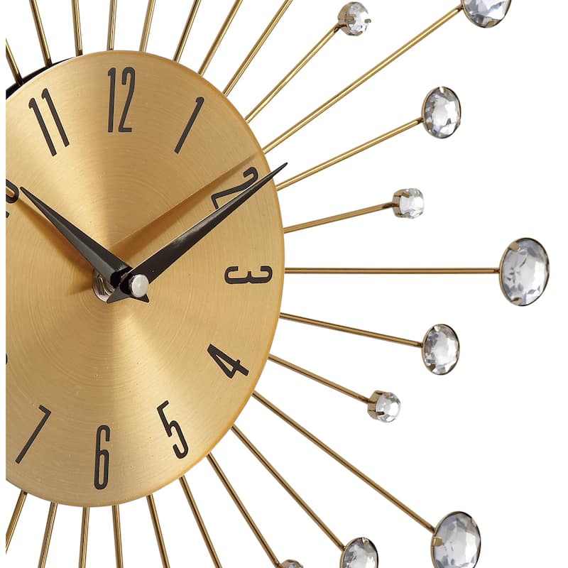 Gold / Copper / or Silver Iron Metal Starburst Sun Glam Wall Clock