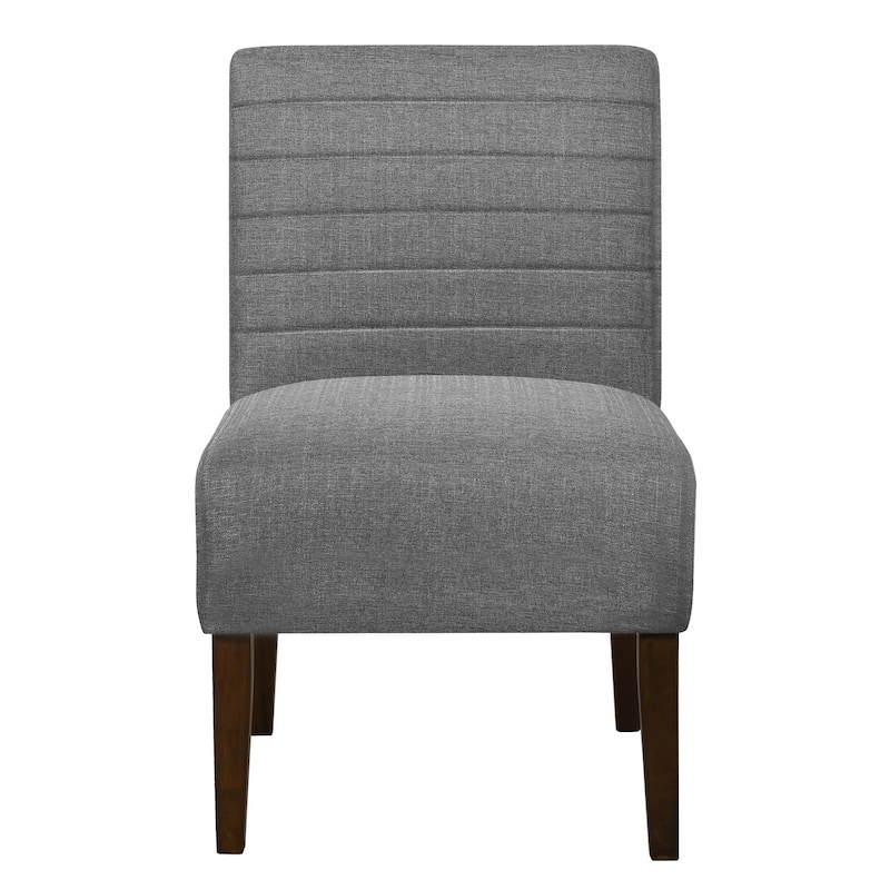 Blue Modern Armless Accent Chair - Tufted Upholstery, Wood Legs, Horizontal Back, Multi-Scene Fabric Side Chair