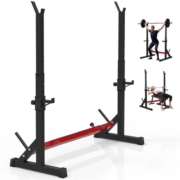 Max Load 550lb Squat Stand Rack with Pull Up Bar,Adjustable Squat Stand Rack Frame Bench Press Squat with Dip Bar 