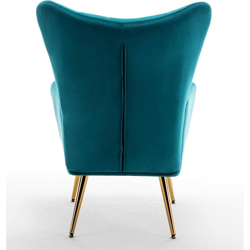 Modern Chic Mid-Century Velvet Accent Armchair Button-Tufted Wingback Design with Gold Flared Legs
