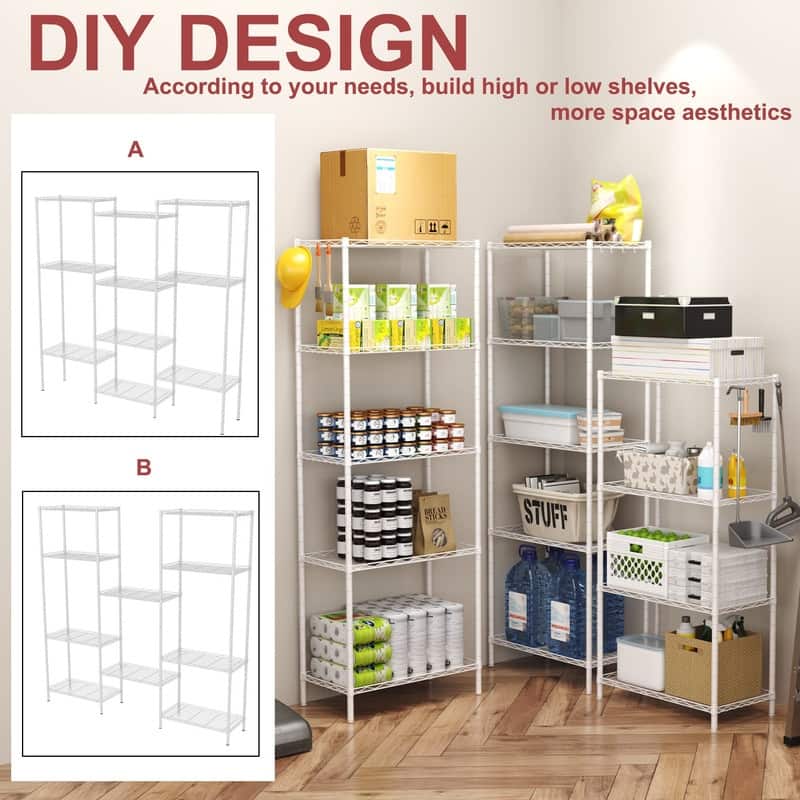 5-Shelving Unit, Adjustable Wire Shelving