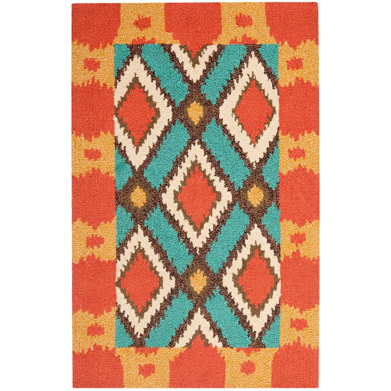 SAFAVIEH Handmade Four Seasons Malwine Floral Rug - 2'6" x 4' - Light Blue/Red