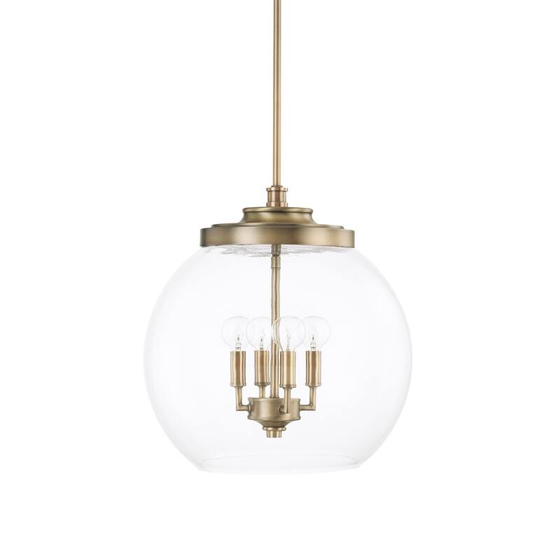 Mid-Century 4-light Hanging Pendant - Aged  Brass