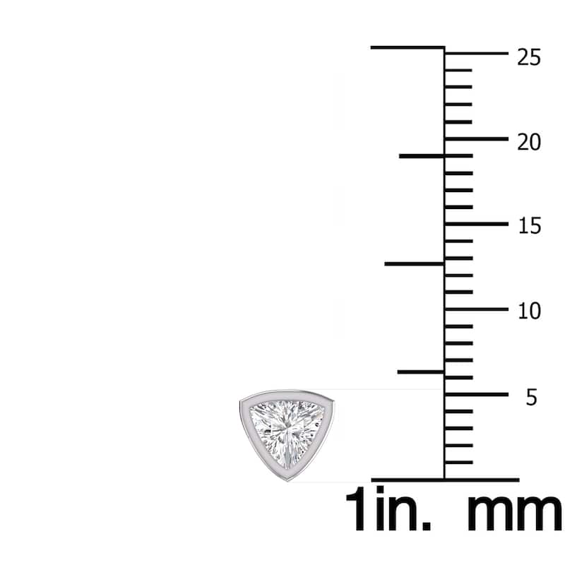 Marquee Lab Grown 1 Carat Trillion Shaped Bezel Set Solitaire Diamond Earrings in 14K White Gold