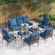 MAISON ARTS 6/7-Piece Patio Conversation Sets, Sofa Set with 2/4 x Single Chairs, 1 x 3-seater Sofa and Coffee Table/Ottomans - Set 4 - Peacock Blue