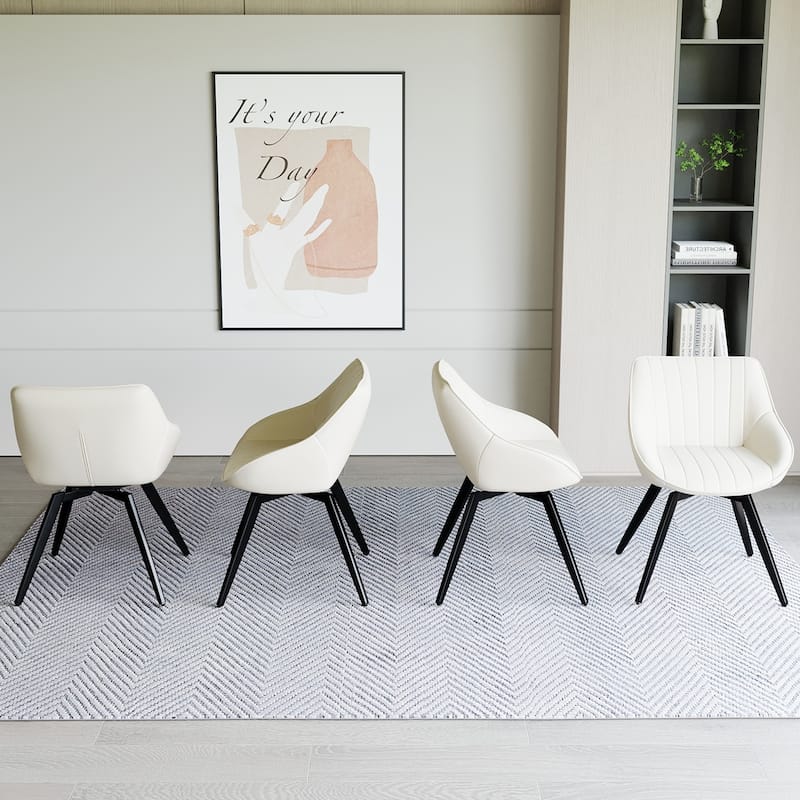 PU Dining Chair With Metal Legs,Set of 4