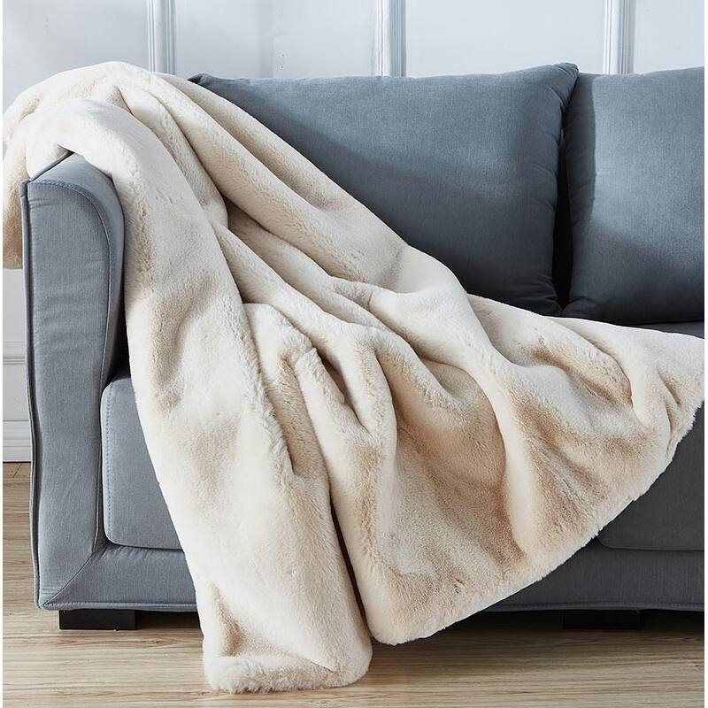 Cassilda Luxury Chinchilla Throw Blanket - Beige