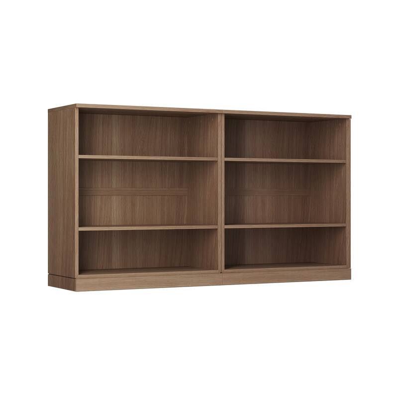 Palace Imports Premium 100% Solid European Oak Hardwood 6-Shelf Modular Bookcase - 64" Wide, 35.75" Tall - Natural-Oak