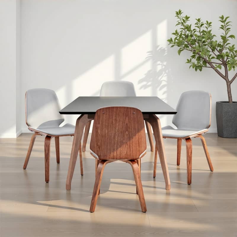 Brinley Walnut or Black Wood Upholstered Dining Chair