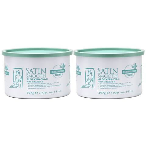 Satin Smooth Aloe vera Wax with Vitamin E 14oz (Pack of 2) - White