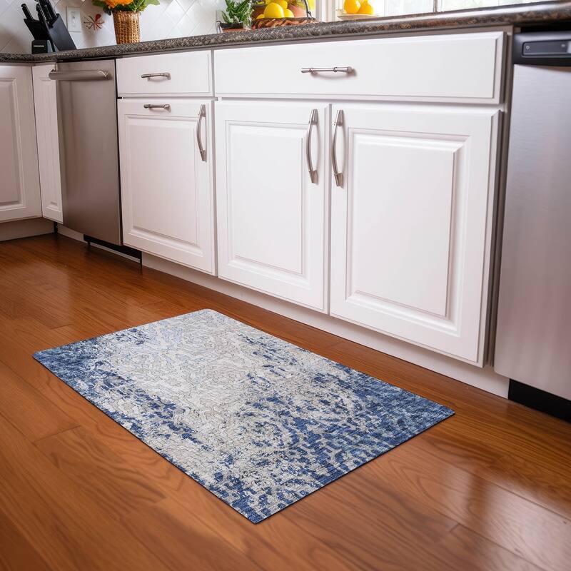Premium Washable Super Soft Chic Soho Mayfield Rug - Navy - 1'8" x 2'6"