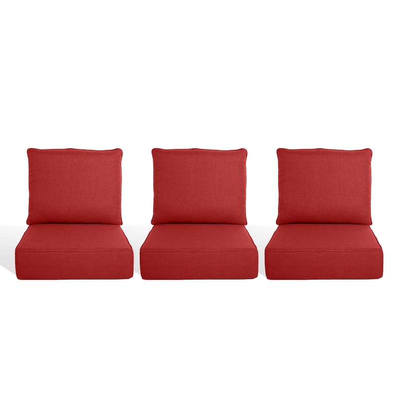 Pocassy 22"x24"x6" Inch Thick Cushions Pillows Indoor Outdoor Cushion 3 Set - Red Cushion