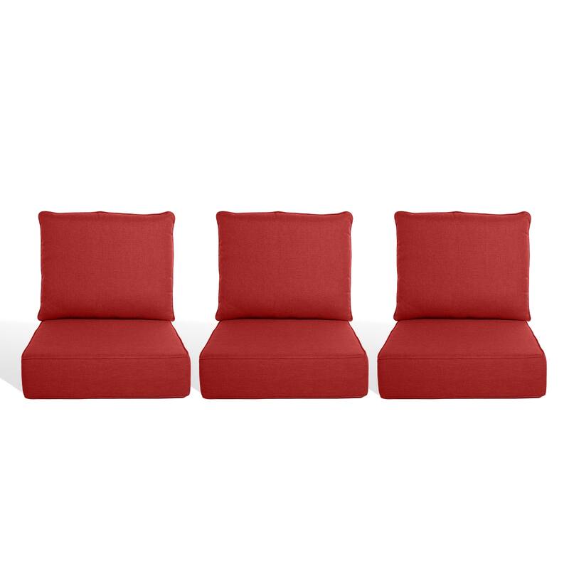 Pocassy 22"x24"x6" Thick Cushions Pillows Indoor & Outdoor Cushion - 3 Set Seat & Back Cushion - Red Cushion