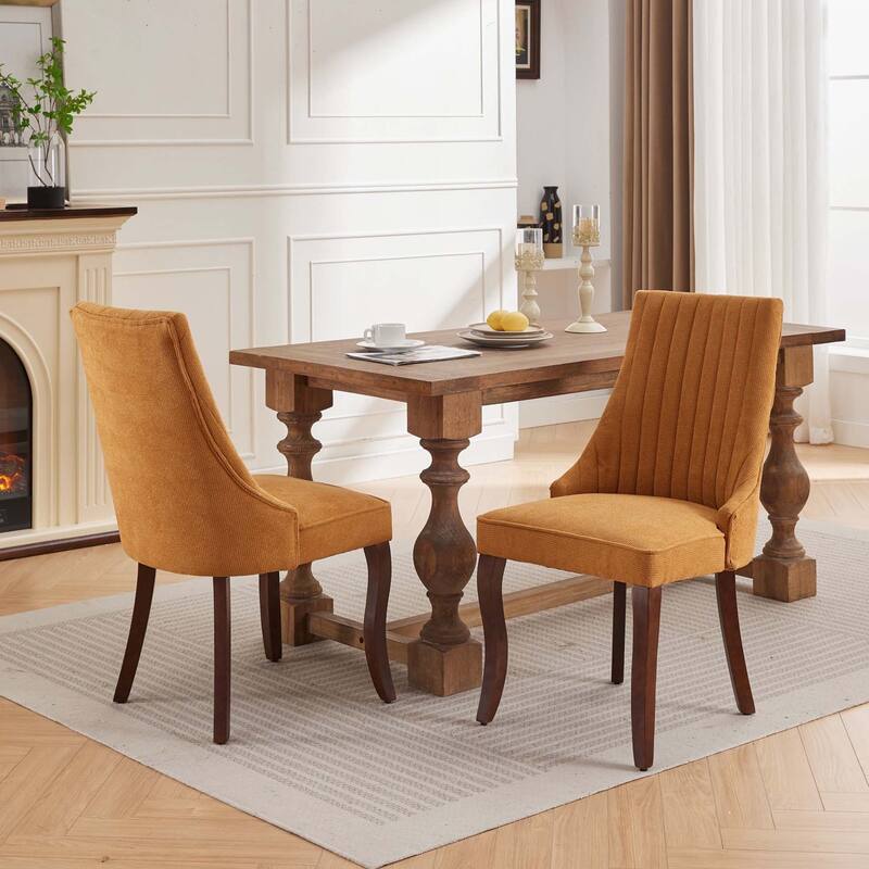 Linen Dining Chairs Channel Kitchen Dinner Chair,Set of 2