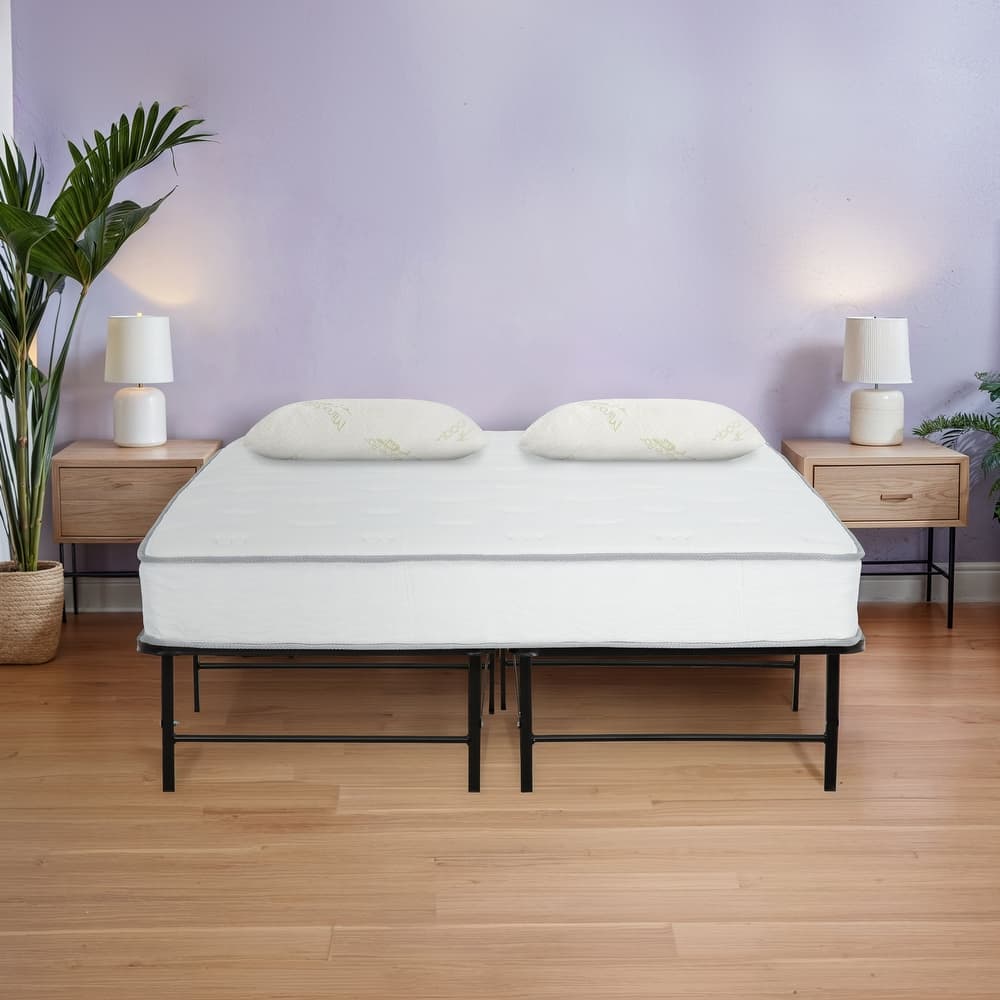 Galaxy 9-Inch Medium Memory Foam Hybrid Mattress in a Box with Bed Frame