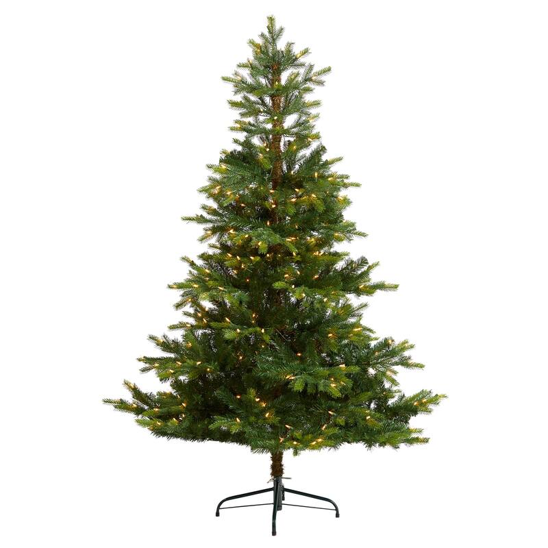 6ft. Spruce Artificial Christmas Tree with 350 Clear Lights & 631 Branches - Classic Seasonal Holiday X-Mas Tree