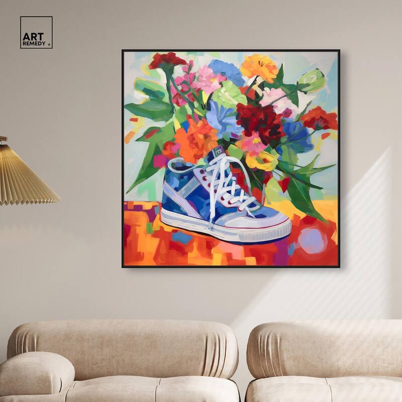 Colorful Sneaker Bouquet Canvas by Art Remedy