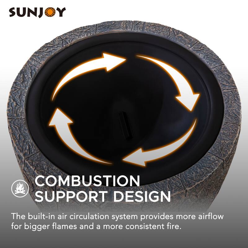 Sunjoy Stone 26 in. Round Wood Burning Firepit