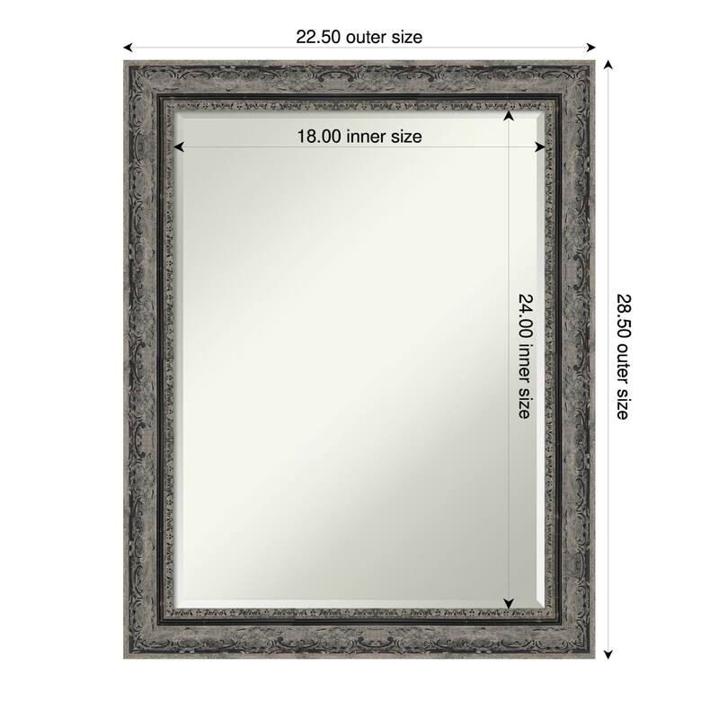 Filigree Half-Inch-Bevel Framed Wall Mirror - 23 x 29 in - Filigree Matte Black