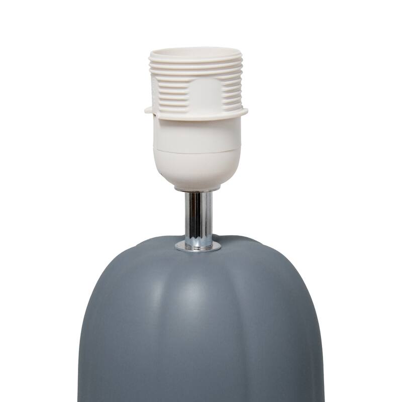 Pumpkin Base Hello Fall Table Lamp with White Drum Shade - 17.75" - Gray