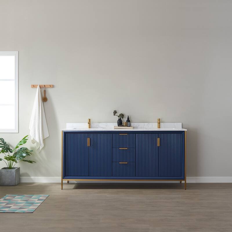 Granada 72" Vanity in Royal Blue with Countertop Without Mirror