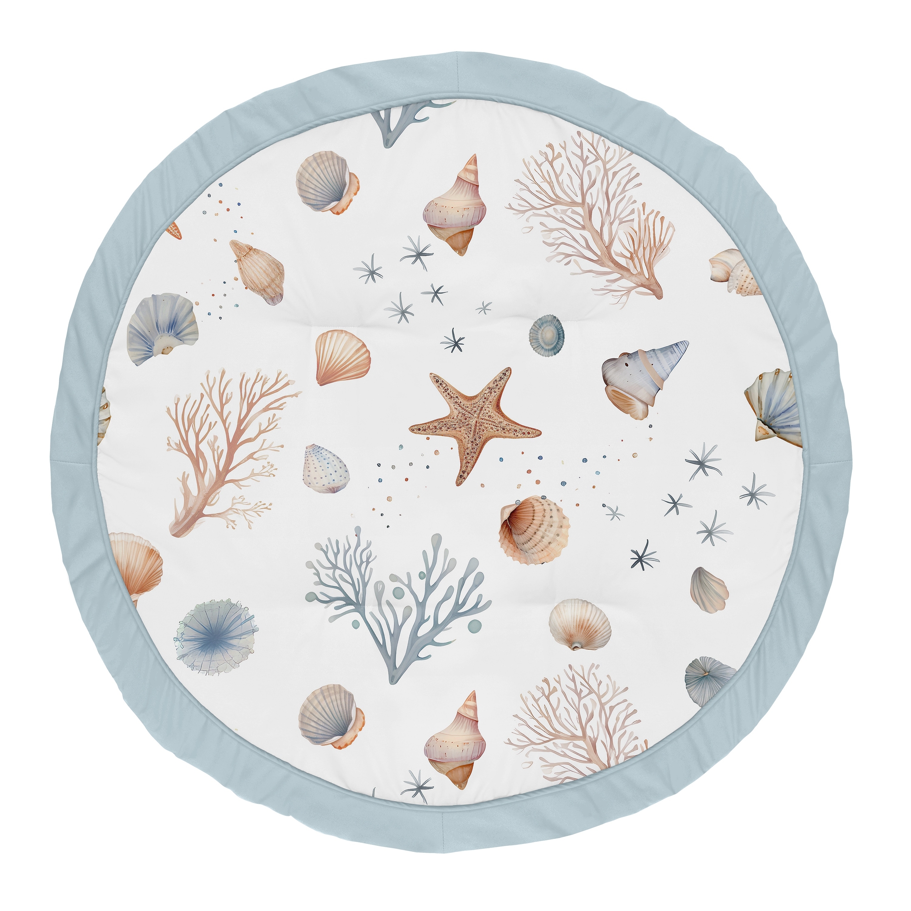 Sweet Jojo Designs Ocean Seashells Boy, Girl, Unisex/Gender Neutral Baby Tummy Time Playmat - Nautical Beach Theme Coastal Sea