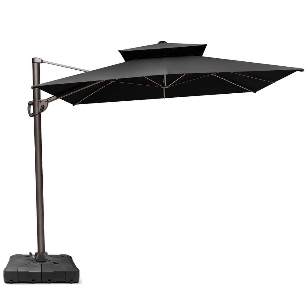 11 x 9 ft Patio Cantilever Offset Umbrella with 360-degree Rotation, Base Included