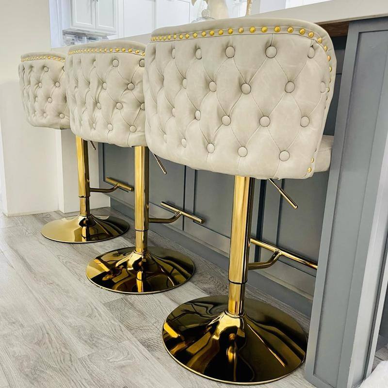 Modern Upholstered Swivel Adjusatble Height Leather Barstools Set of 6