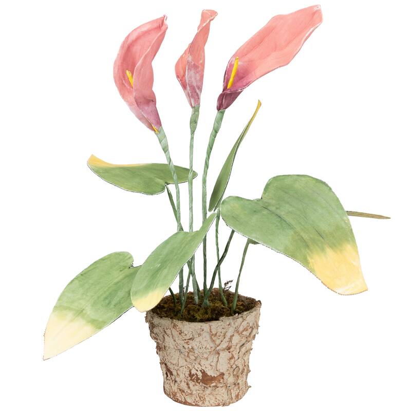 19" Pink and Green Decorative Calla Lily Artificial Christmas Plants - 19