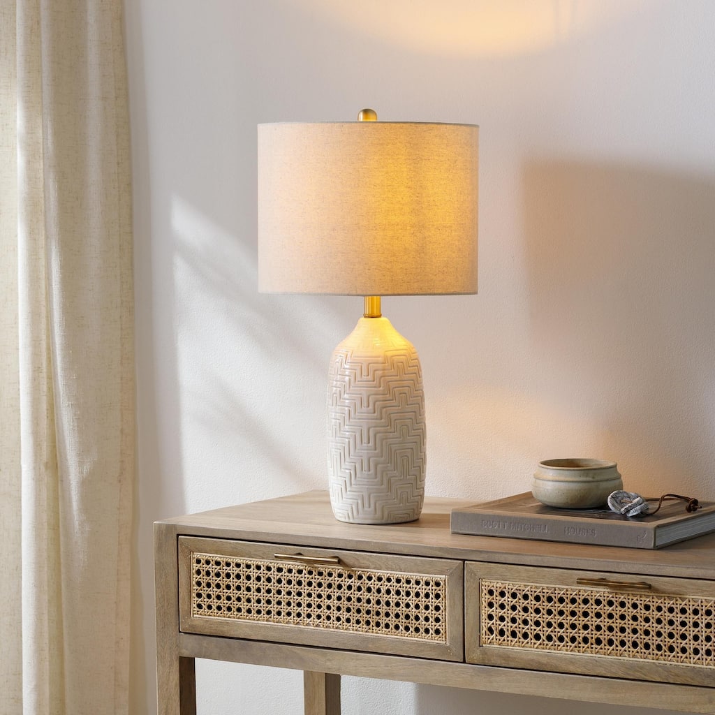 Oliver Ceramic Distressed Table Lamp - 25"H x 13"W x 13"D
