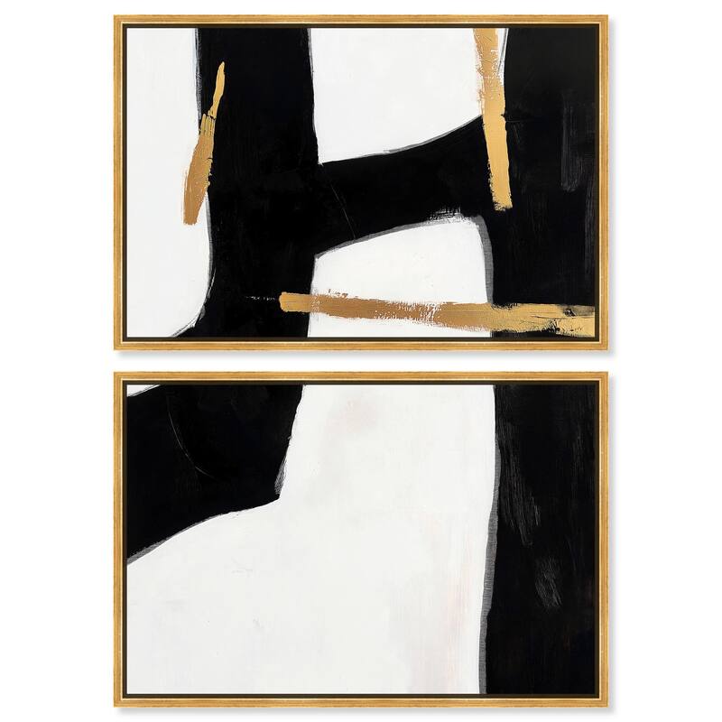 Urban Grid I Canvas Set of 2 by Art Remedy - 15" x 10" - Gold