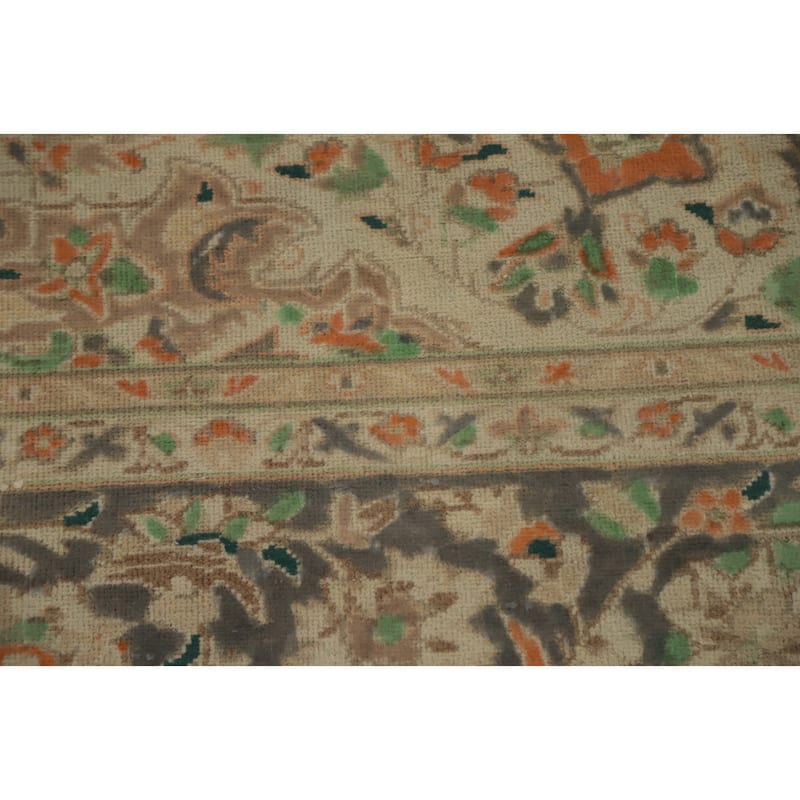 Hand Knotted Oriental 100% Wool Carpet Traditional Floral Oranges & Rust Tabriz Area Rug - 11' 1'' X 8' 1''