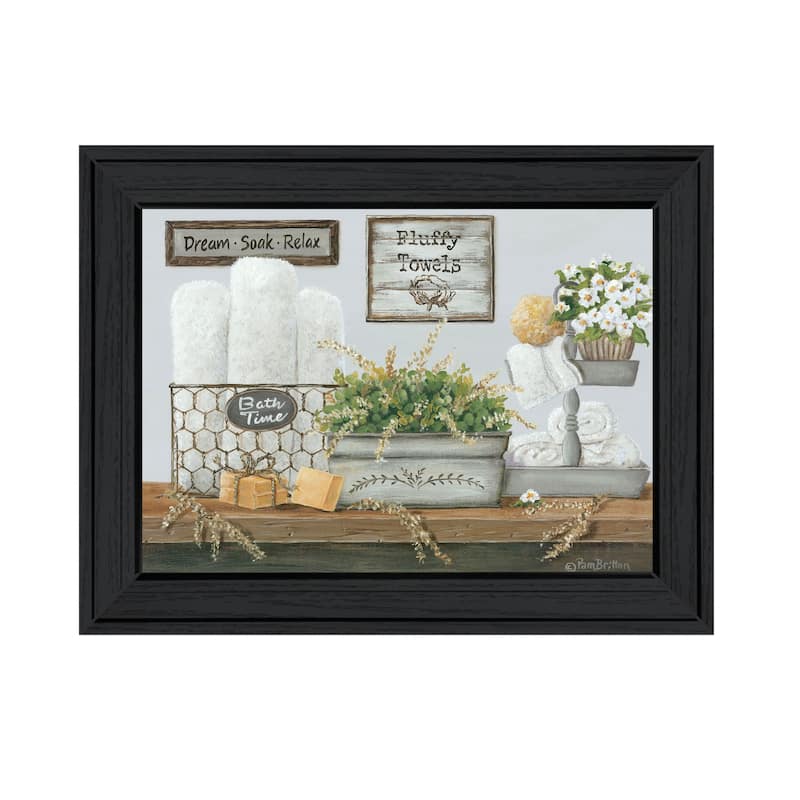 TrendyDecor4U Contemporary "Fluffy Towels" Framed Print Wall Art - Charcoal