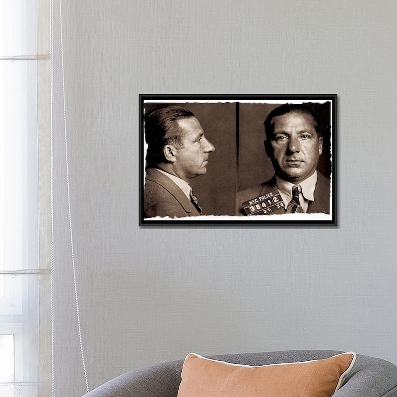 iCanvas "Frank Costello - Gangster Mugshot" by Unknown Artist Framed Canvas Print