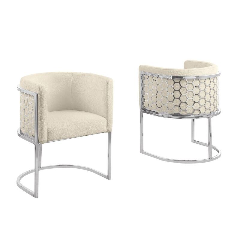 Best Quality Furniture 19" Teddy Fabric Chrome Iron Frame Set of 2.