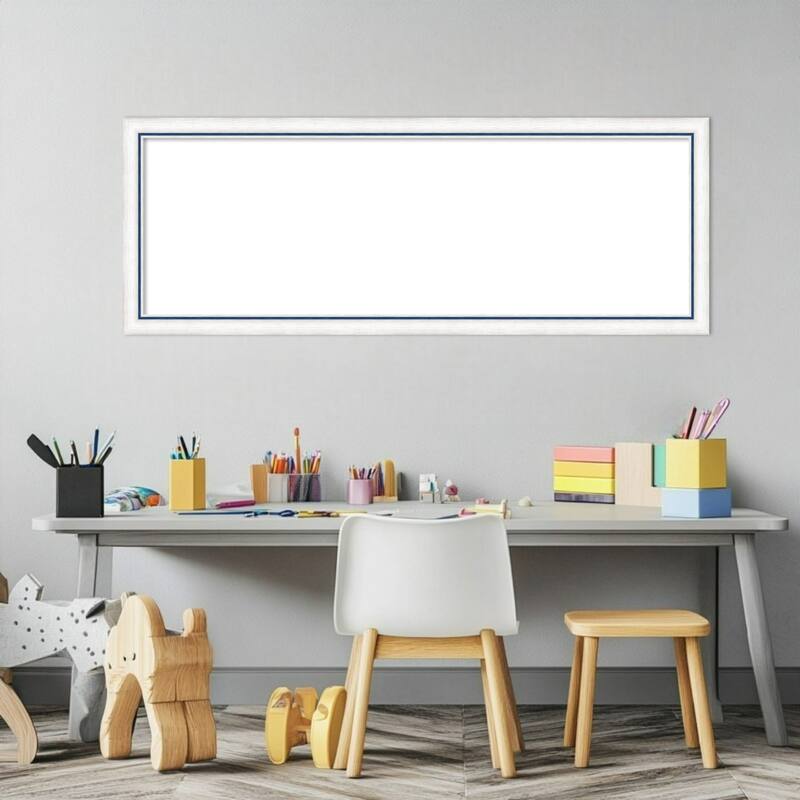 Amanti Art Morgan White Blue Framed Dry Erase Magnetic Board